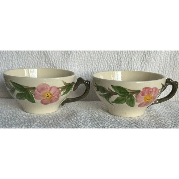 Vintage Franciscan Desert Rose Flying F Saucer & 2 Coffee Cups Made In USA EUC - Picture 6 of 13